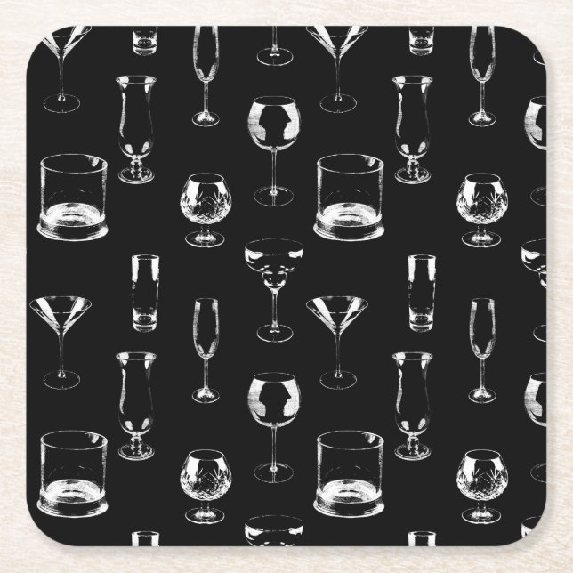 Assorted Glasses Square Paper Coaster (Front)