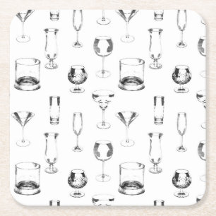 Assorted Glassware Square Paper Coaster