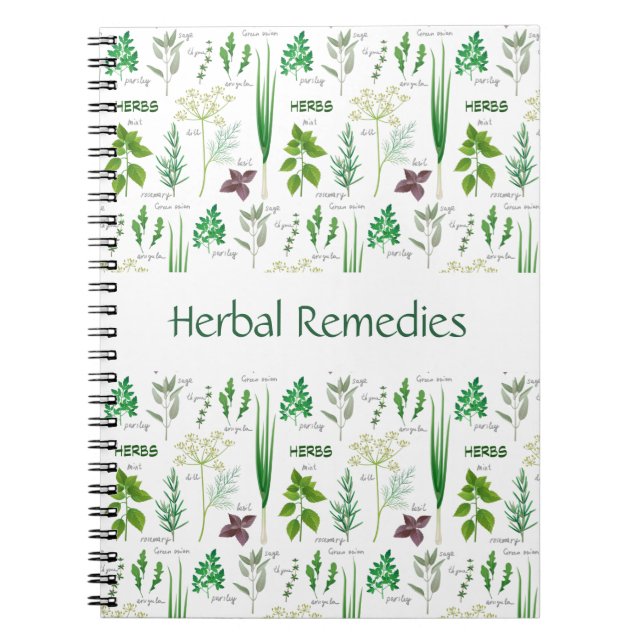 Assorted Herbs Herbal Design Notebook (Front)