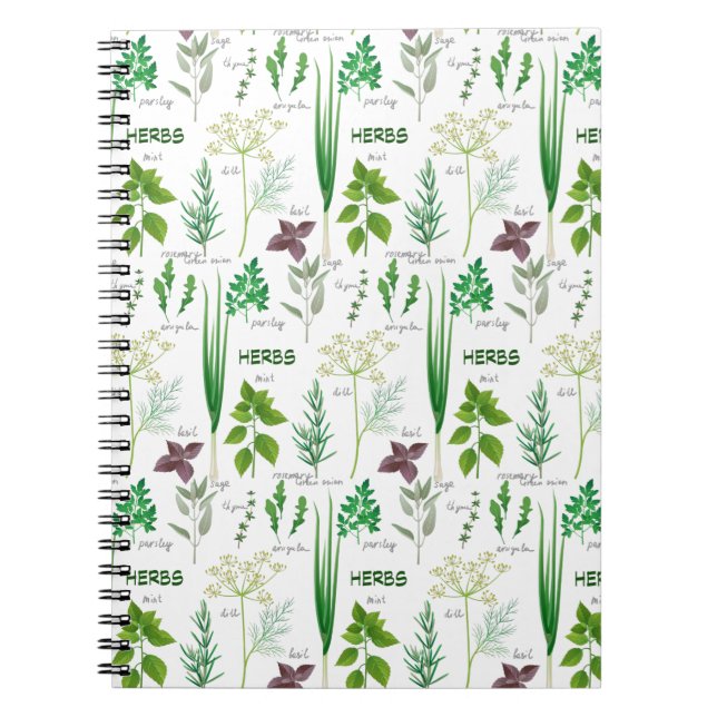 Assorted Herbs Herbal Design Notebook (Front)