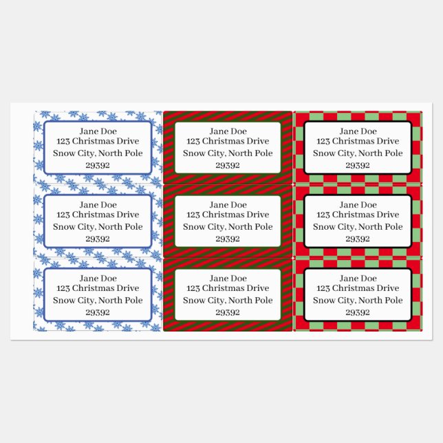 Assorted Holiday Pattern Custom Gift Labels (Sheet)