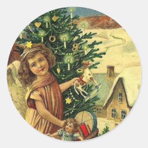 ASSORTED INTERNATIONS CHRISTMAS GREETINGS CLASSIC ROUND STICKER