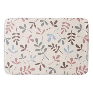 Assorted Leaves Grey Taupe Blue Pink Crm Ptn Bath Mat
