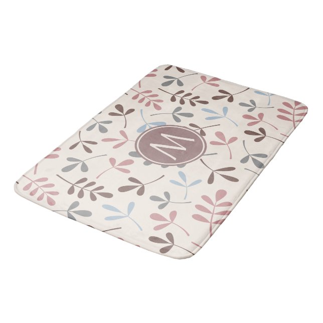 Assorted Leaves Pastel Colours Ptn (Personalised) Bath Mat (Angled)