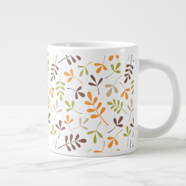 Assorted Leaves Pattern Retro Colours Large Coffee Mug (Right)
