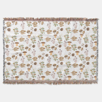 Assorted Mushrooms Throw Blanket