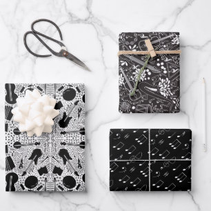 Assorted Music B&W Wrapping Paper Sheets