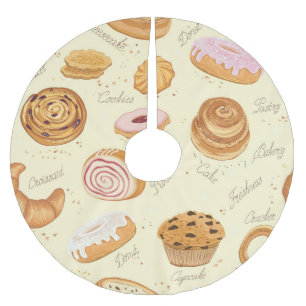 Assorted Pastries: Tasty Seamless Pattern. Brushed Polyester Tree Skirt