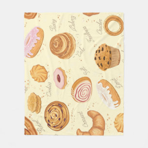 Assorted Pastries: Tasty Seamless Pattern. Fleece Blanket