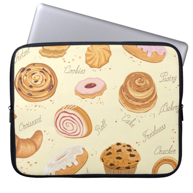 Assorted Pastries: Tasty Seamless Pattern. Laptop Sleeve (Front)