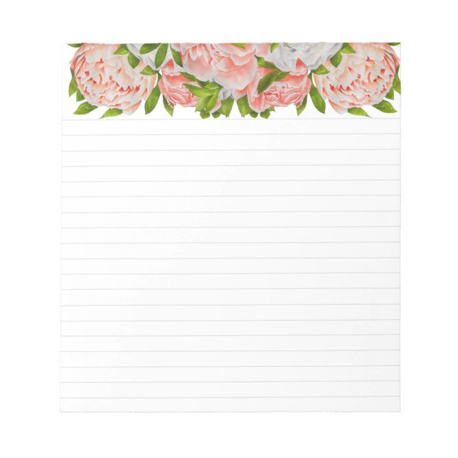Assorted Peonies on a Medium Sized Notepad (Front)
