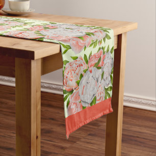 Assorted Peonies on a Table Runner