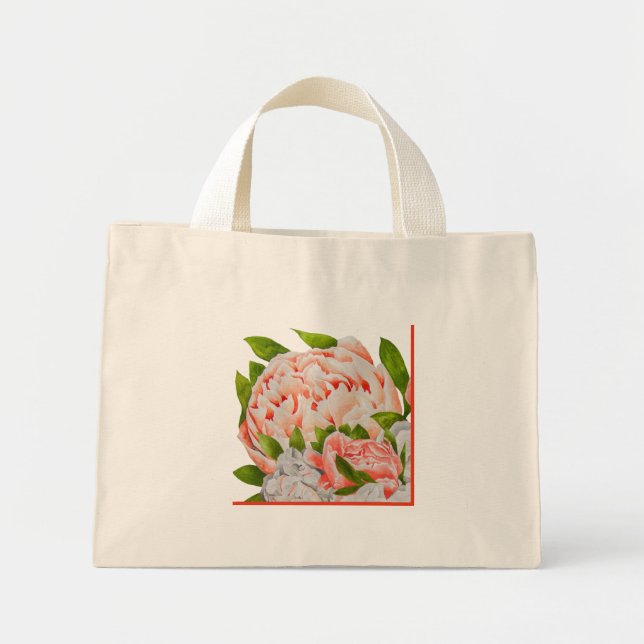 Assorted Peonies on a Tiny Tote (Front)