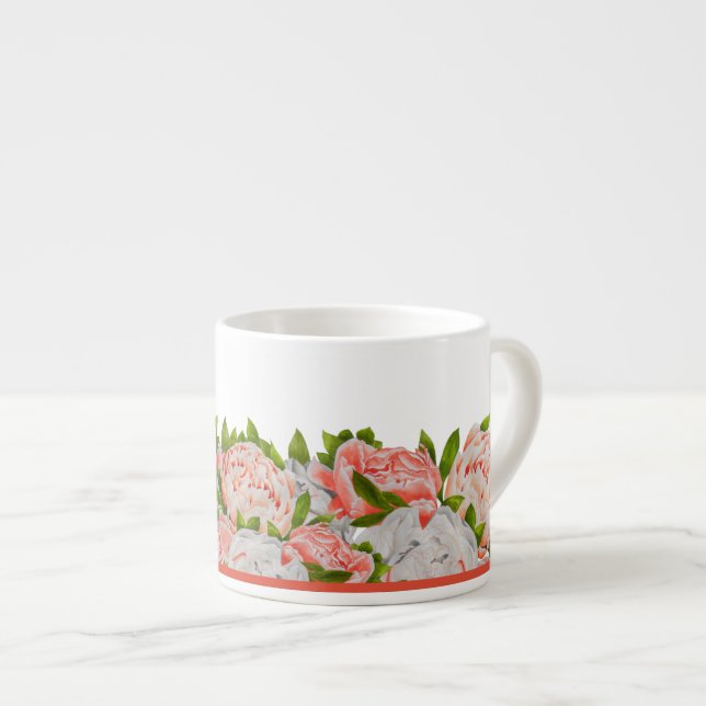Assorted Peonies on an Espresso Mug (Front Right)