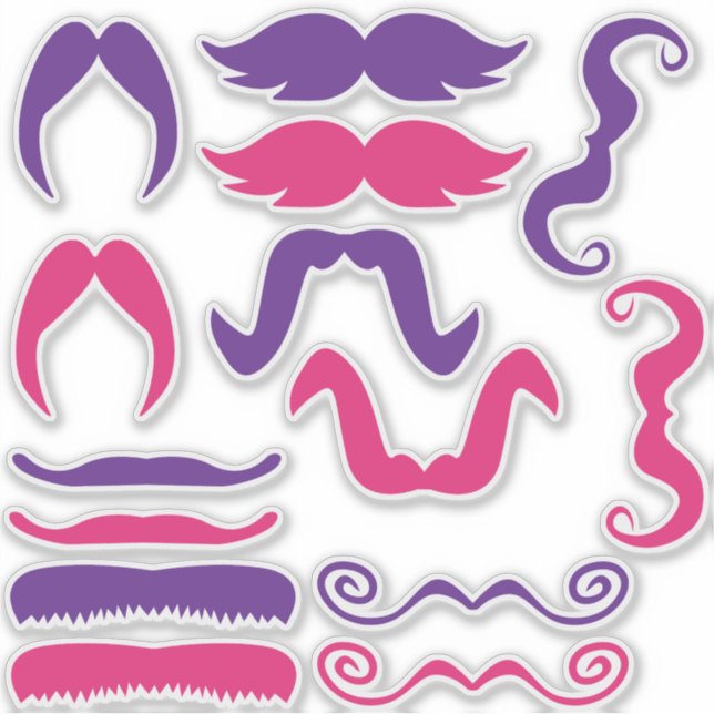 Assorted Pink and Purple Moustache (Front)