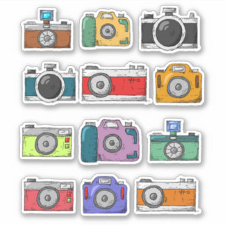 Assorted Retro Cameras Sticker Set