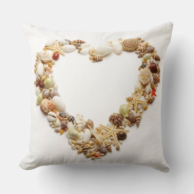 Assorted seashells form heart shape cushion (Front)
