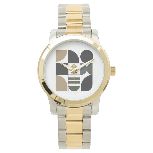 Assorted Shapes Unisex Two-Tone Bracelet Watch (Front)
