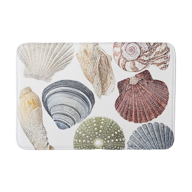 Assorted Shells Coastal Beach House Bath Mat (Front)