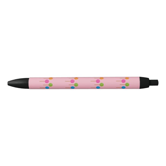 Assorted Spiral Colourful Lollipops Black Ink Pen (Front)