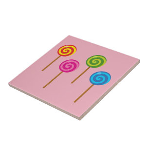 Assorted Spiral Colourful Lollipops Ceramic Tile