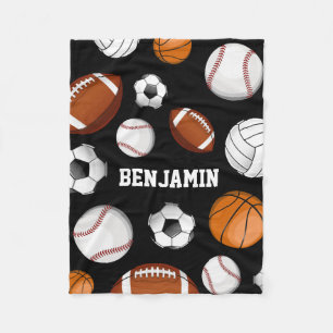 Assorted Sports Player Custom Name Black Fleece Blanket