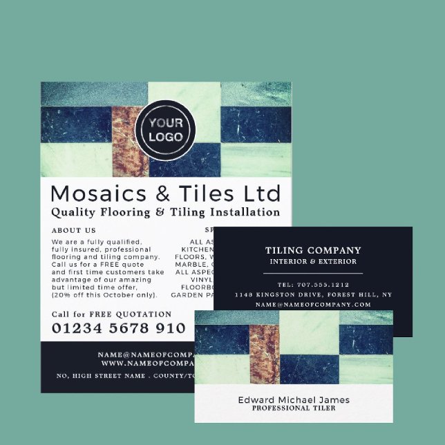 Assorted Tiles, Floorer, Tile Installer Business Card (Creator Uploaded)