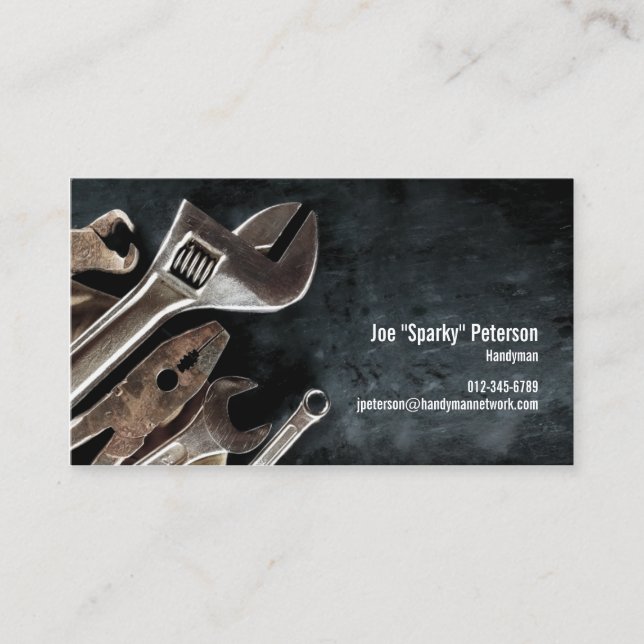 Assorted Tools Black Handyman Business Card (Front)