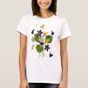 Assorted Wild Violets Done in Crewel Embroidery T-Shirt