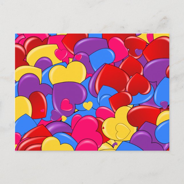 Assortment Candy Coated Valentine Chocolate Hearts Holiday Postcard (Front)