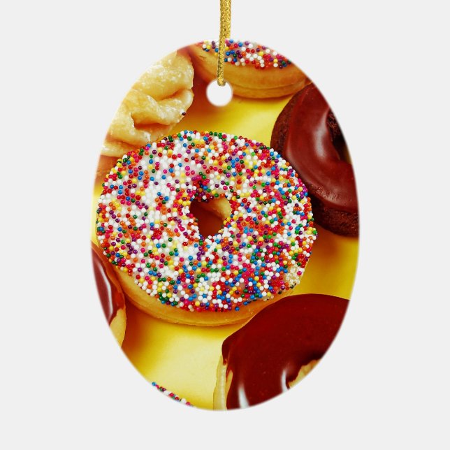 Assortment of delicious doughnuts ceramic ornament (Front)