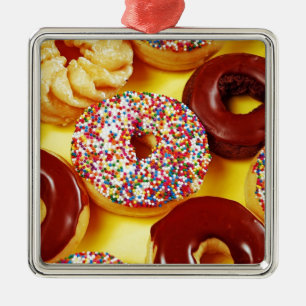 Assortment of delicious doughnuts metal tree decoration