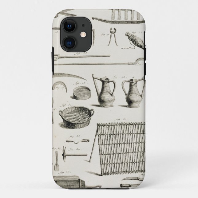 Assortment of gardening tools, from the 'Encyclope Case-Mate iPhone Case (Back)