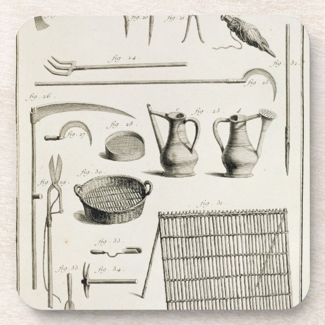 Assortment of gardening tools, from the 'Encyclope Coaster (Front)