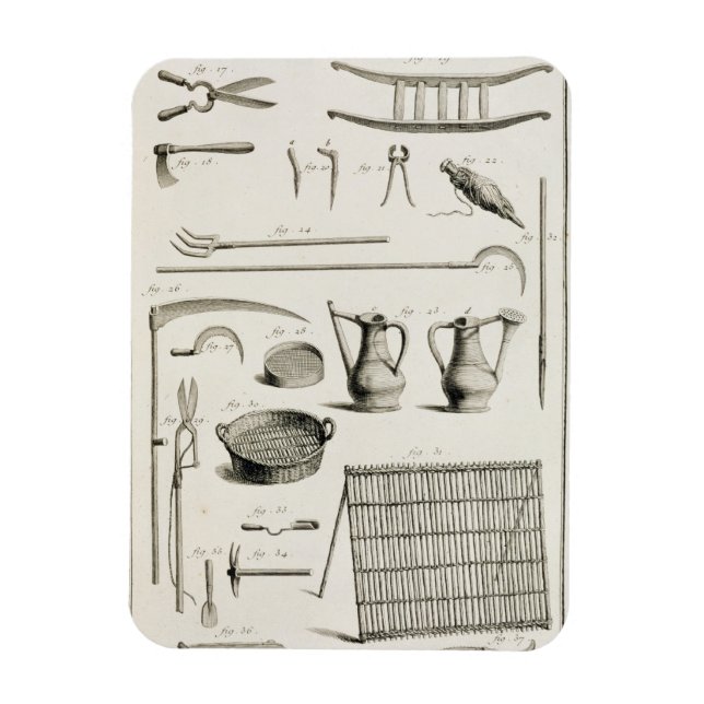 Assortment of gardening tools, from the 'Encyclope Magnet (Vertical)