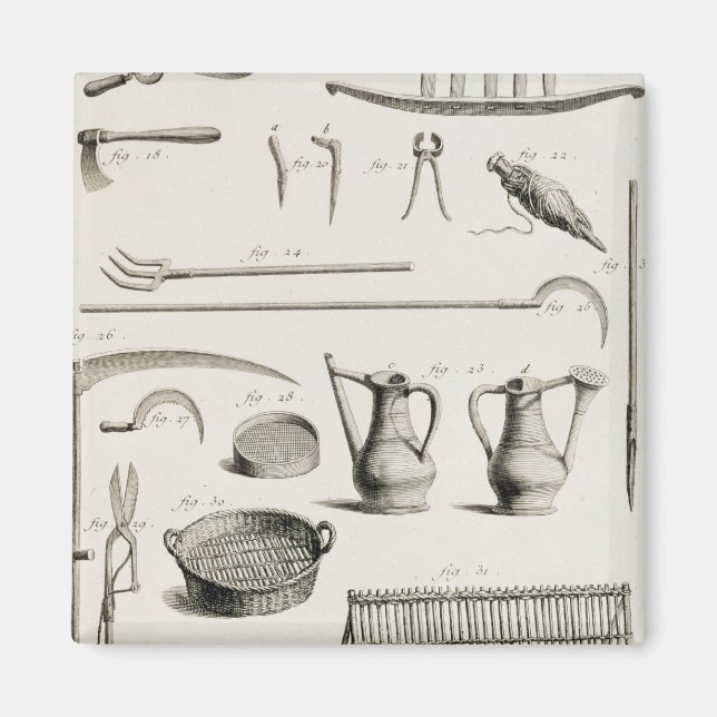 Assortment of gardening tools, from the 'Encyclope Magnet (Front)