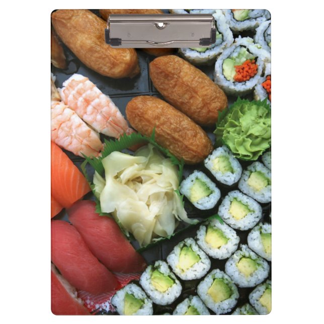 Assortment of Japanese sushi favourites Clipboard (Front)