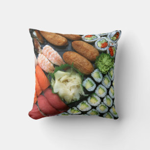Assortment of Japanese sushi favourites Cushion