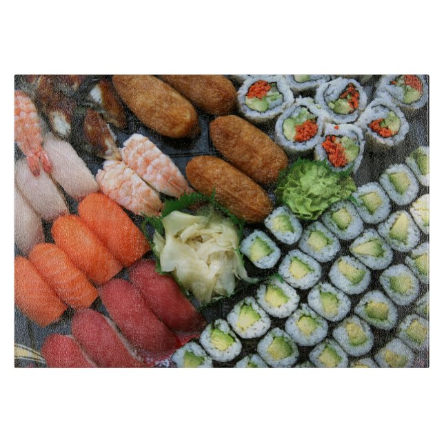 Assortment of Japanese sushi favourites Cutting Board (Front)