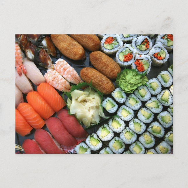 Assortment of Japanese sushi favourites Postcard (Front)