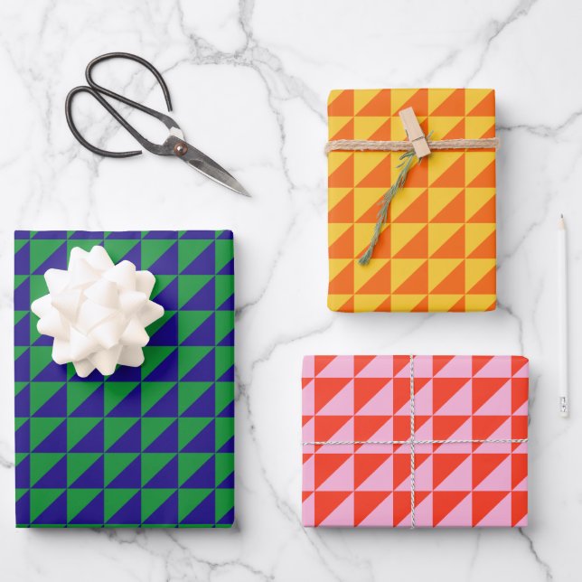 Assortment of Mod Geometric Wrapping Paper (Front)
