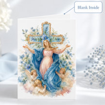 Assumption of Mary Blue Floral Catholic Note