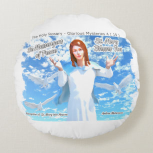 Assumption of St. Mary into Heaven Round Cushion