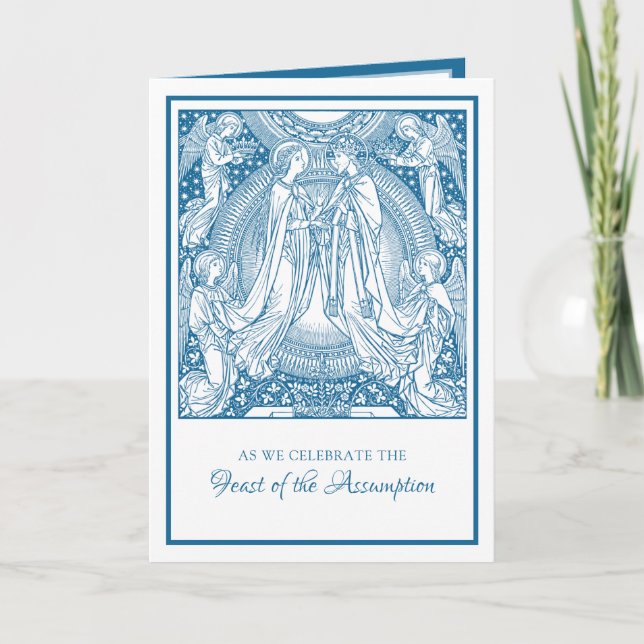 Assumption Virgin Mary Blue Elegant Religious  Card (Front)