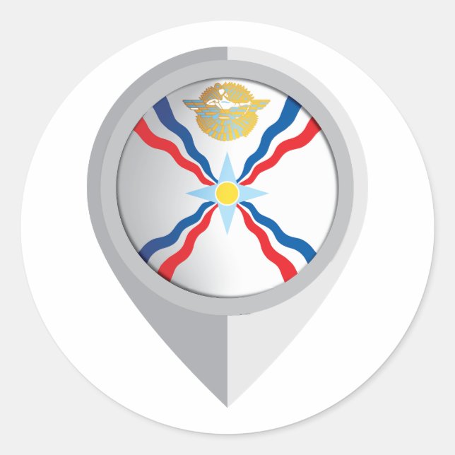 Assyria Pin Location Flag  Classic Round Sticker (Front)
