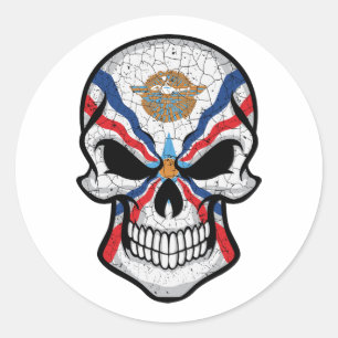 Assyria Smiling Skull Flag Classic Round Sticker