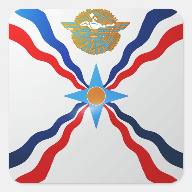 Assyria square glossy flag sticker (Front)