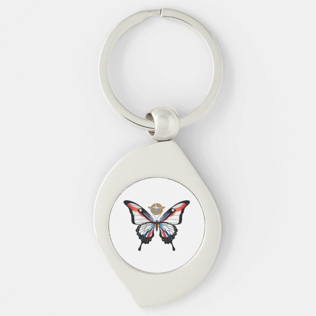 Assyria Swallowtail Butterfly Flag Sticker Key Ring (Front)