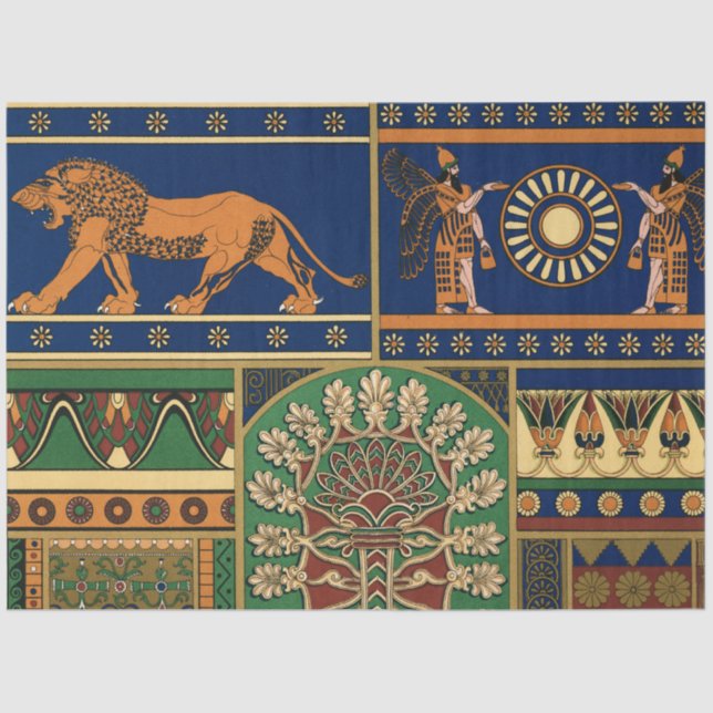 Assyrian Deity Apkallu, Winged Genius, Sun & Lion Tissue Paper (Front)