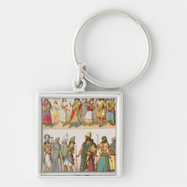Assyrian Dress, from 'Trachten der Voelker', 1864 Key Ring (Front)